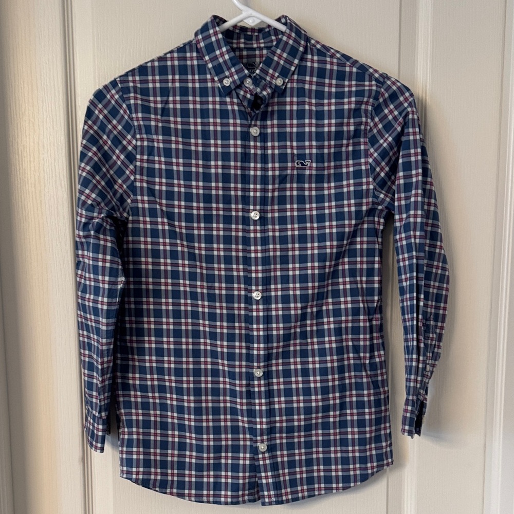 Vineyard Vines Performance Boy’s Blue Plaid Shirt